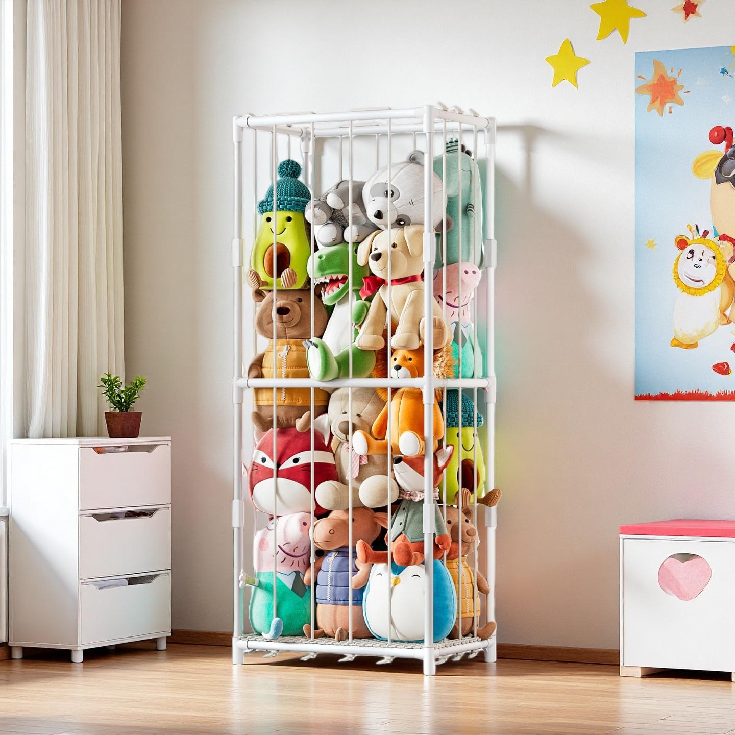Baby Nursery Room - Vertical Stuffed Animal Storage Organizer Zoo