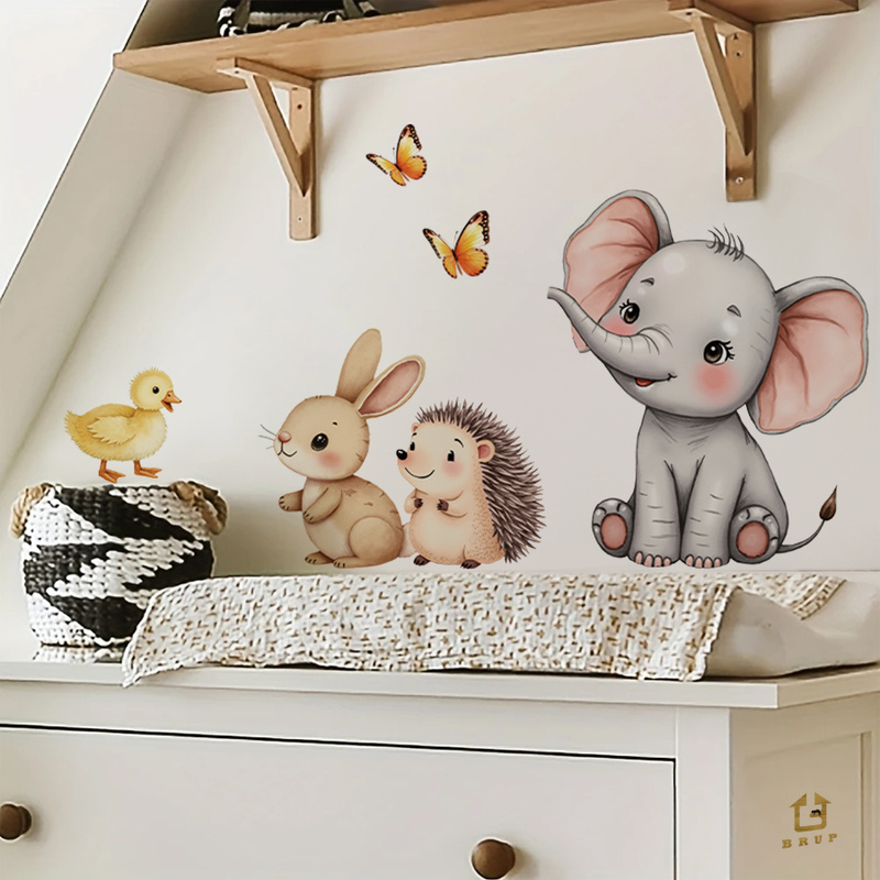 Cartoon Animal Wall Sticker -  - Baby Nursery Room 评论和价格